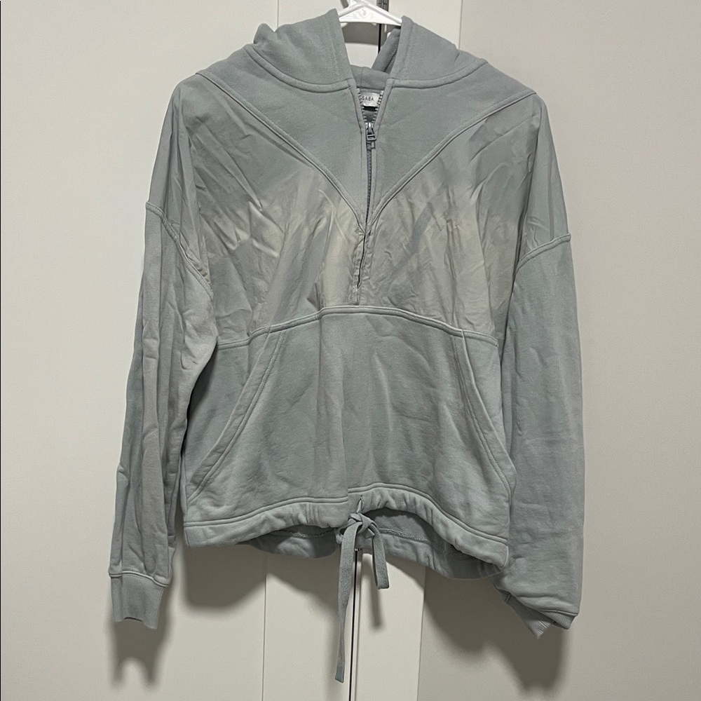 Gray/Sage Hooded Pullover with Drawstring